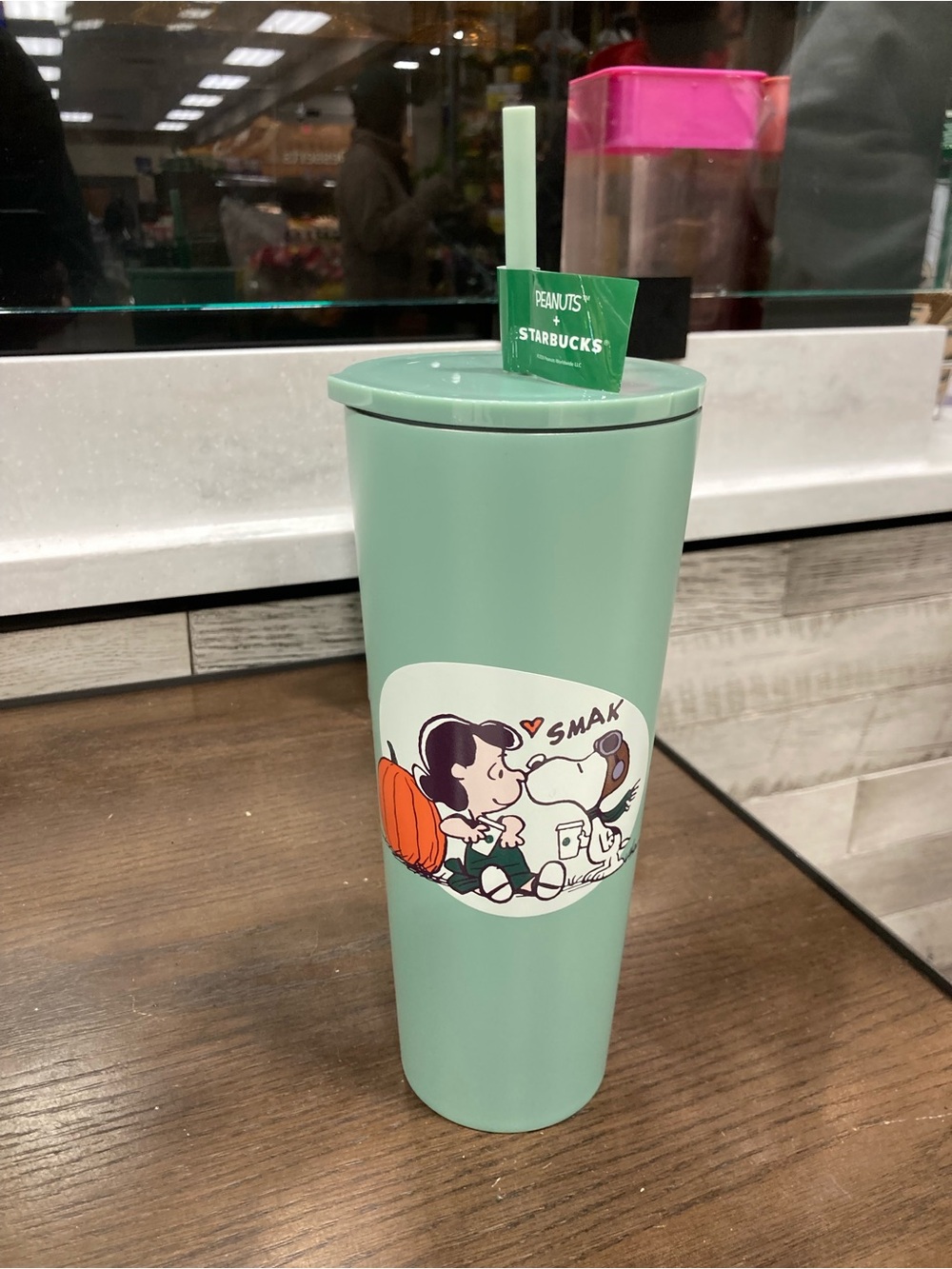 TRADE ONLY!! Starbucks Peanuts Mint Green Stainless Tumbler with Straw
